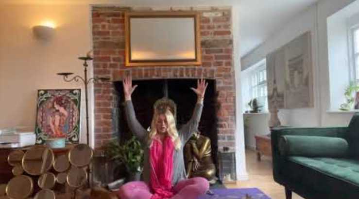 Eva Kristlova - Yoga with Eva and a naughty puppy